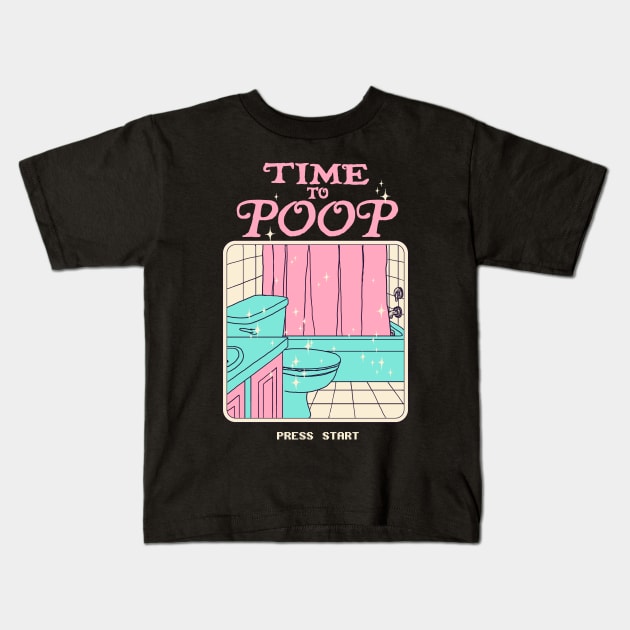 Time To Poop Kids T-Shirt by Hillary White Rabbit
